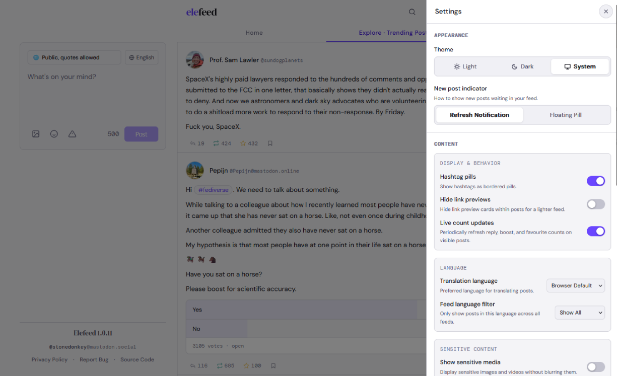 Customization settings