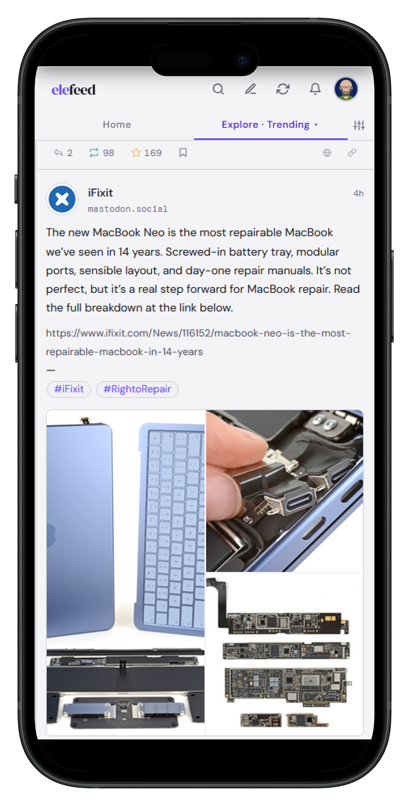 Elefeed Mobile App View